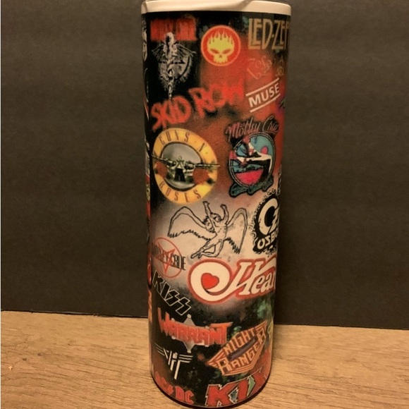 Tumbler with 80’s Music Bands - Picture 1 of 7